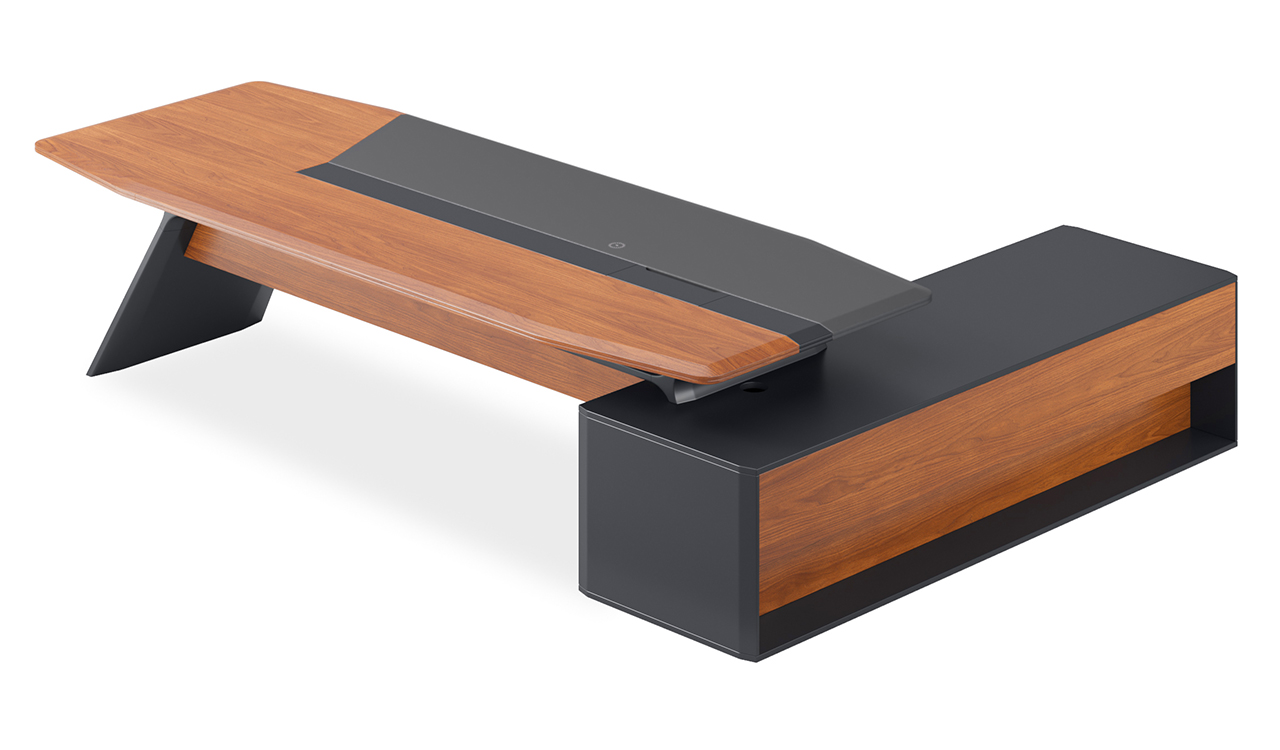 【値下げ】0229made Assistant table walnut Aulenti Neo Director's Table in Rich Walnut Veneer: Boss'sCabin