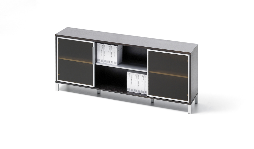 Eazy 6.5 Feet Dark Oak Side Cabinet With Glass Doors